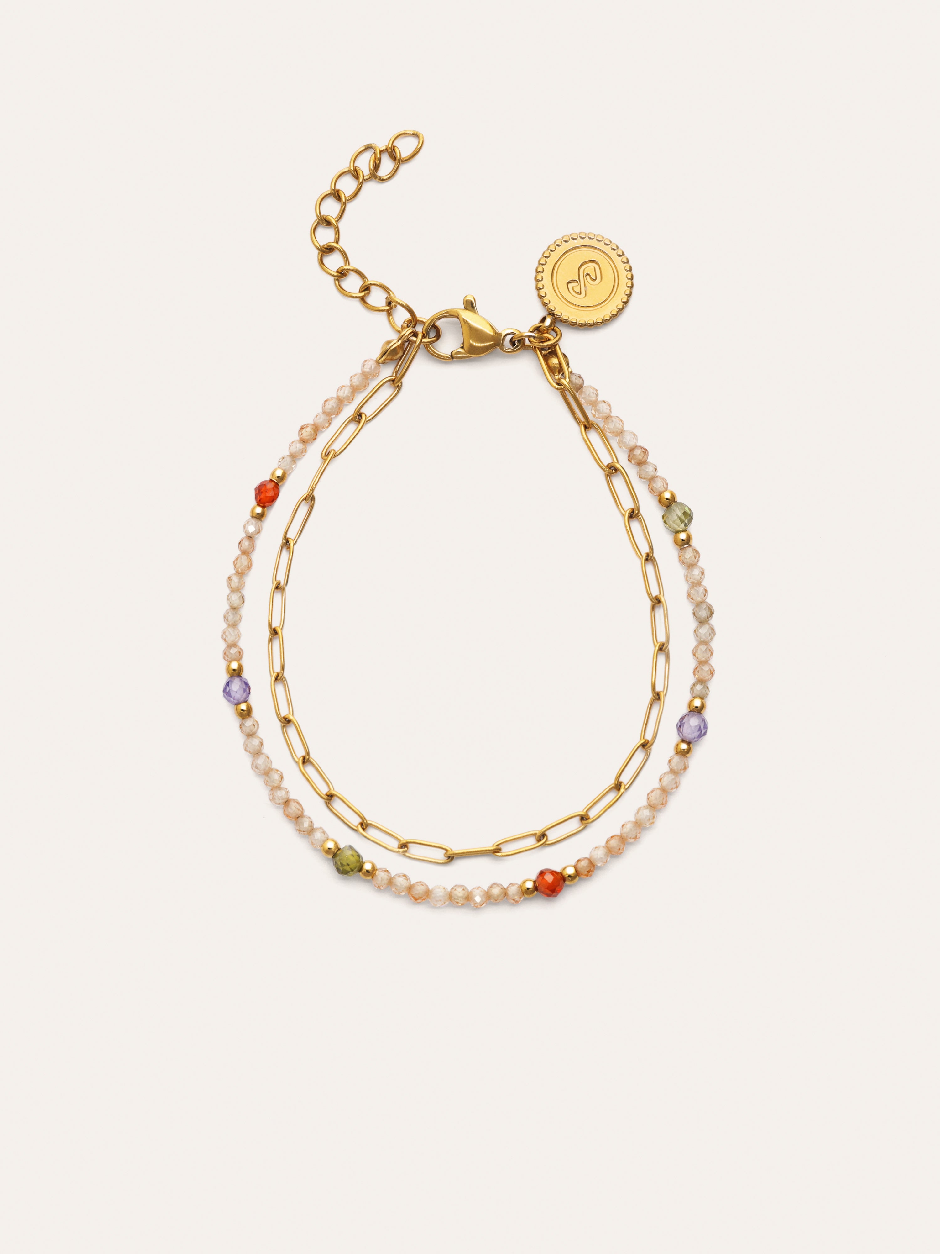 Pulsera Double Glam Acero Baño Oro