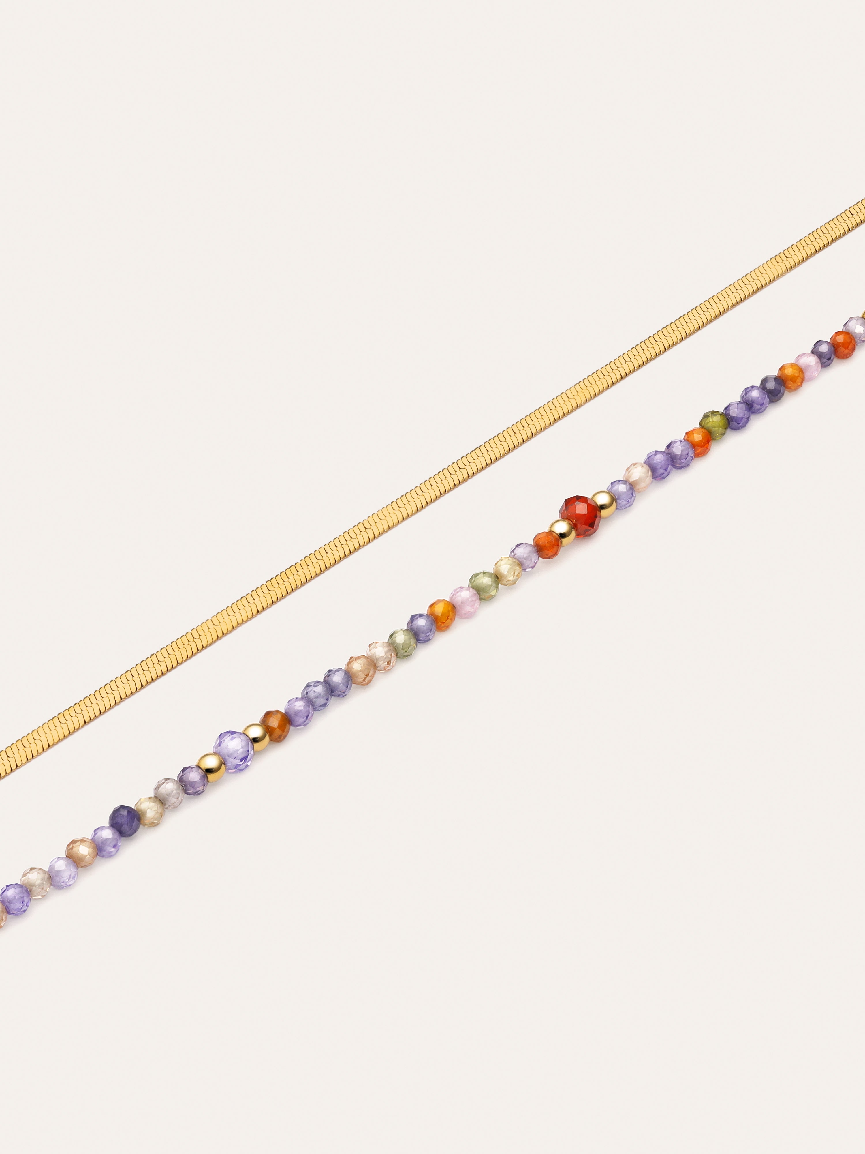 Crystals Lisse Doppel-Armband, Edelstahl, vergoldet