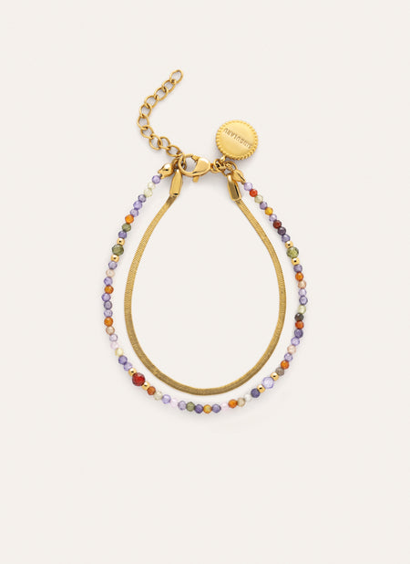 Crystals Lisse Doppel-Armband, Edelstahl, vergoldet