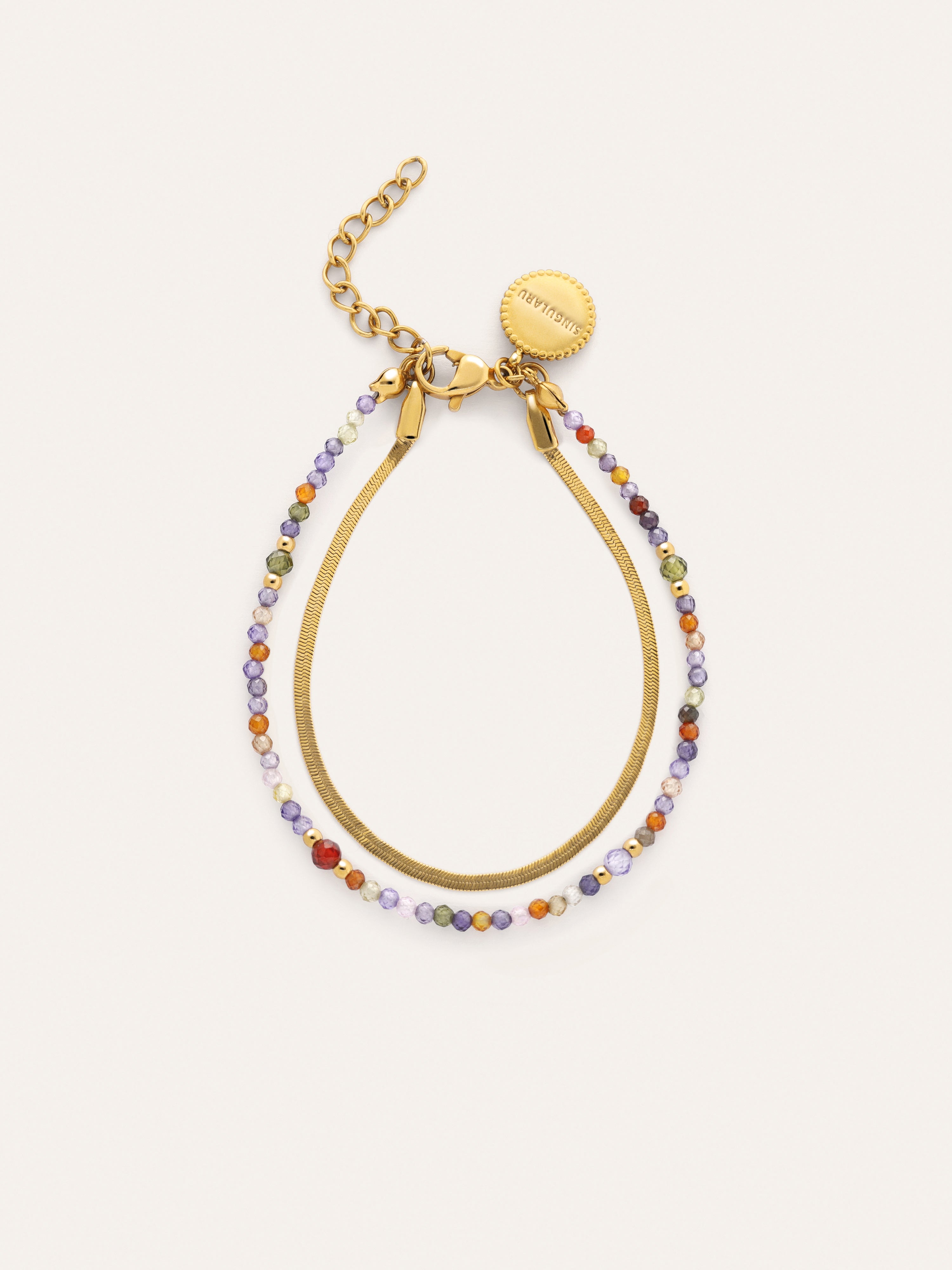 Crystals Lisse Doppel-Armband, Edelstahl, vergoldet