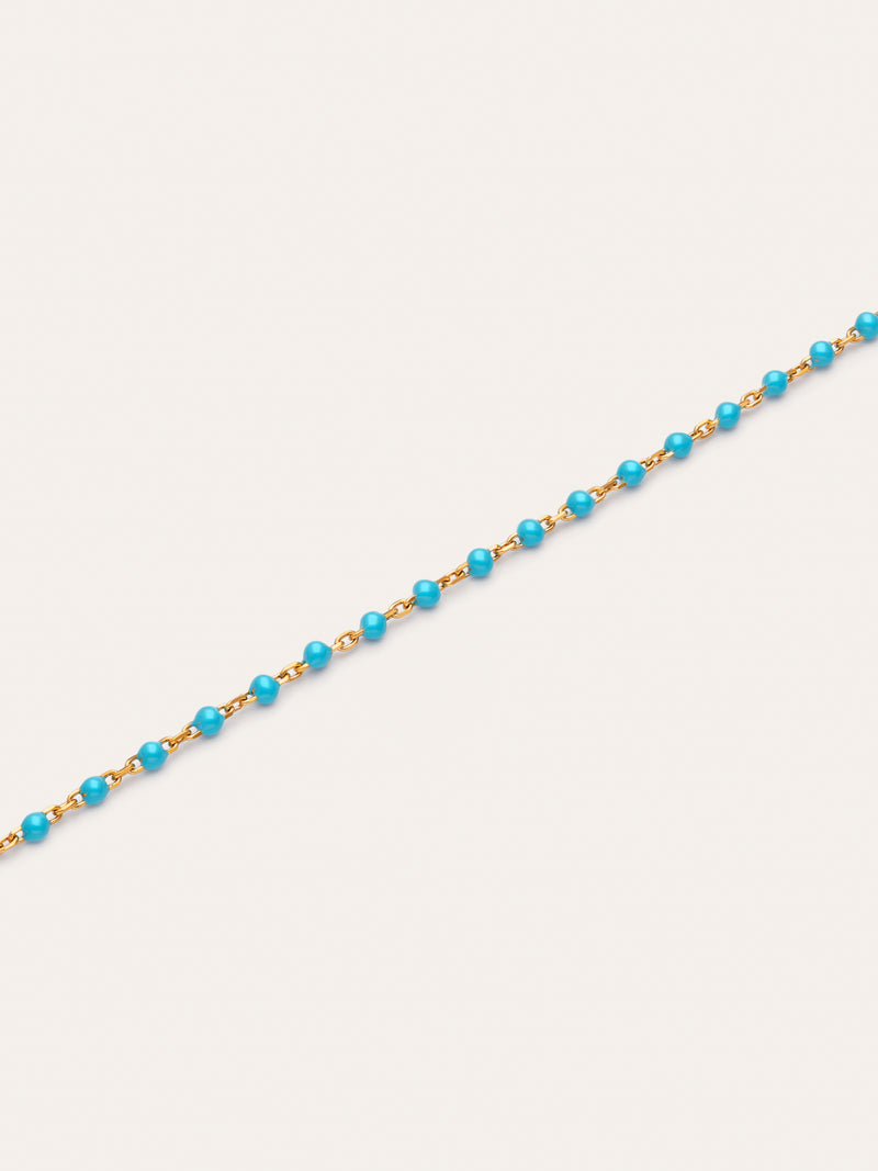 Pulseira Dots Turquoise Enamel Aço Banho de Ouro