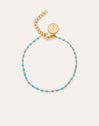 Pulseira Dots Turquoise Enamel Aço Banho de Ouro