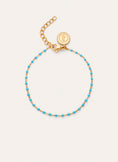 Bracelet Dots Turquoise Enamel Acier Plaqué Or
