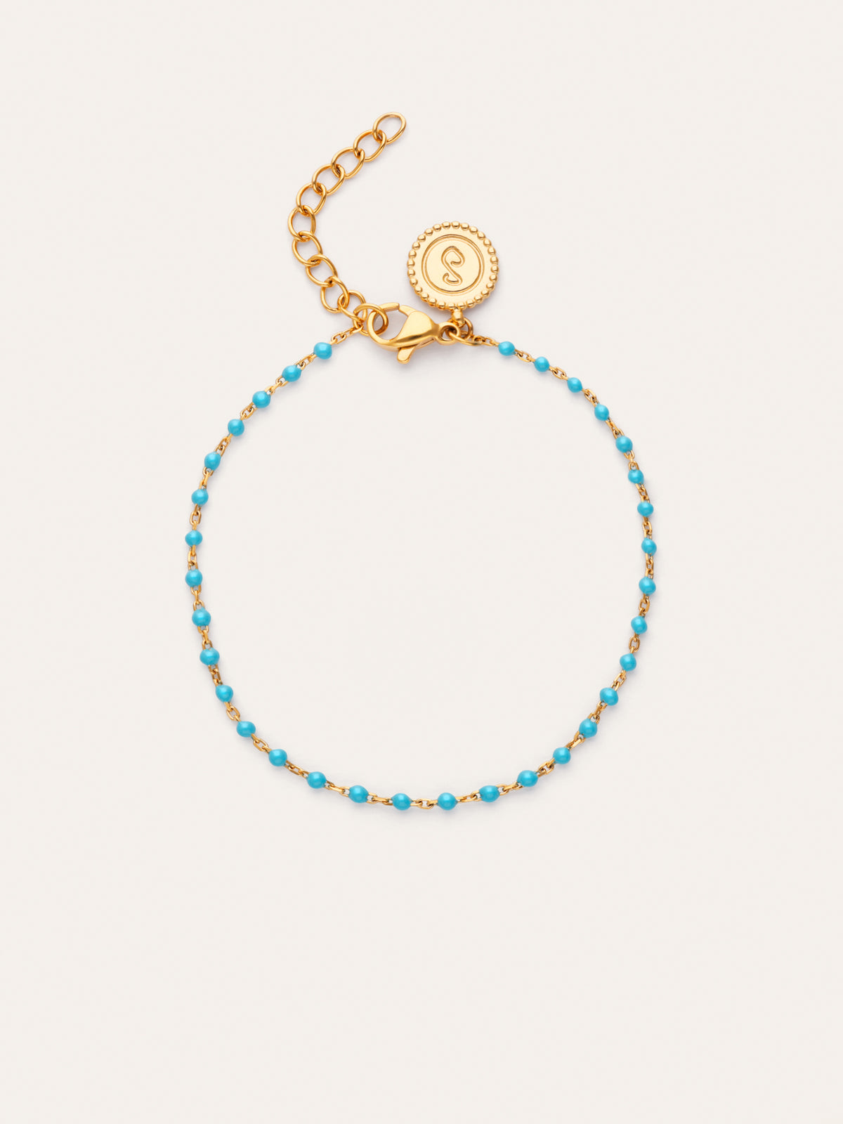 Pulseira Dots Turquoise Enamel Aço Banho de Ouro