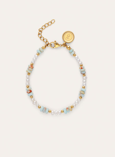 Pulseira Daylight Perlas Aço Banho de Ouro