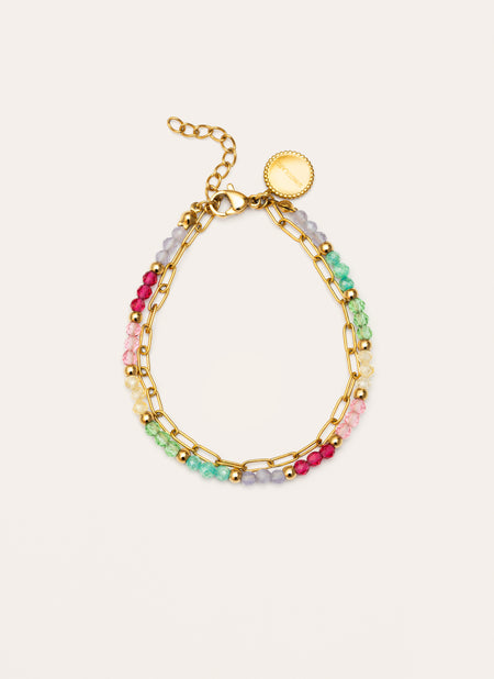 Bracelet Dye Dots Pastel Acier Plaqué Or
