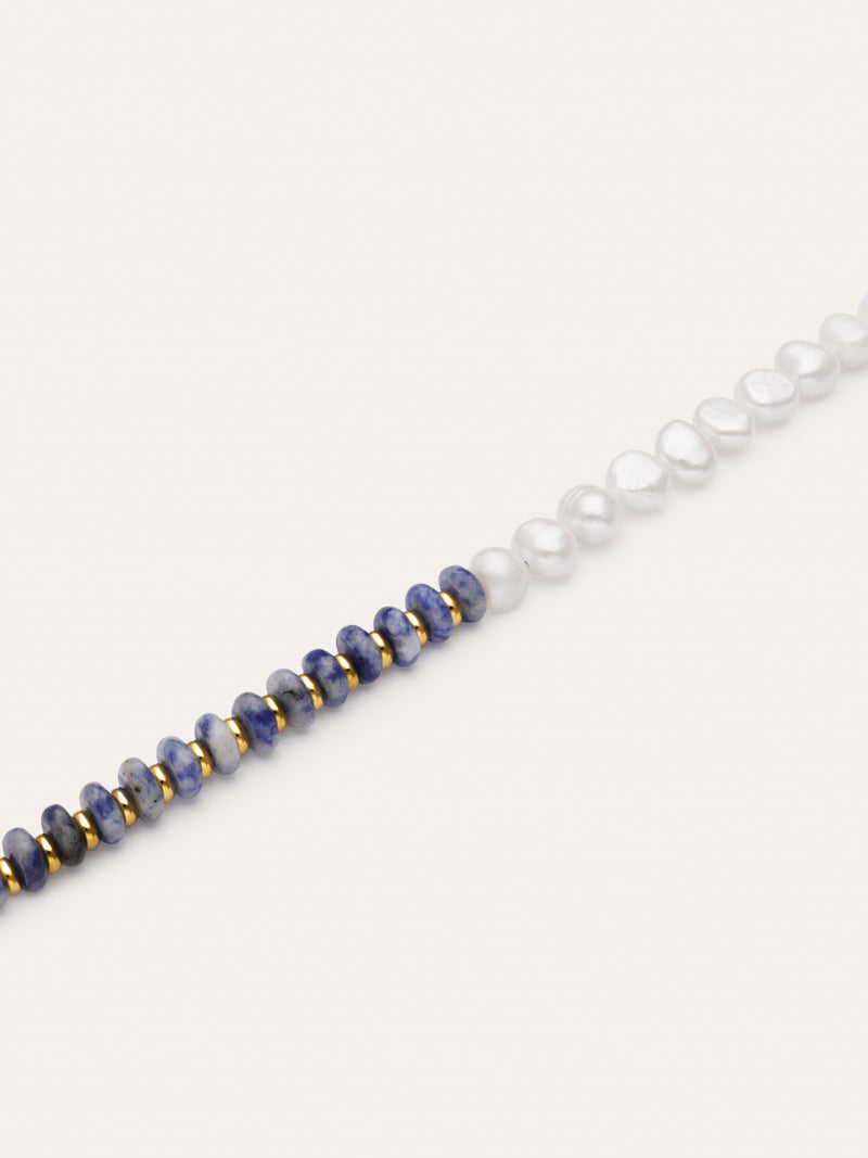 Indigo Pearl Armband Edelstahl mit 18kt Goldbeschichtung