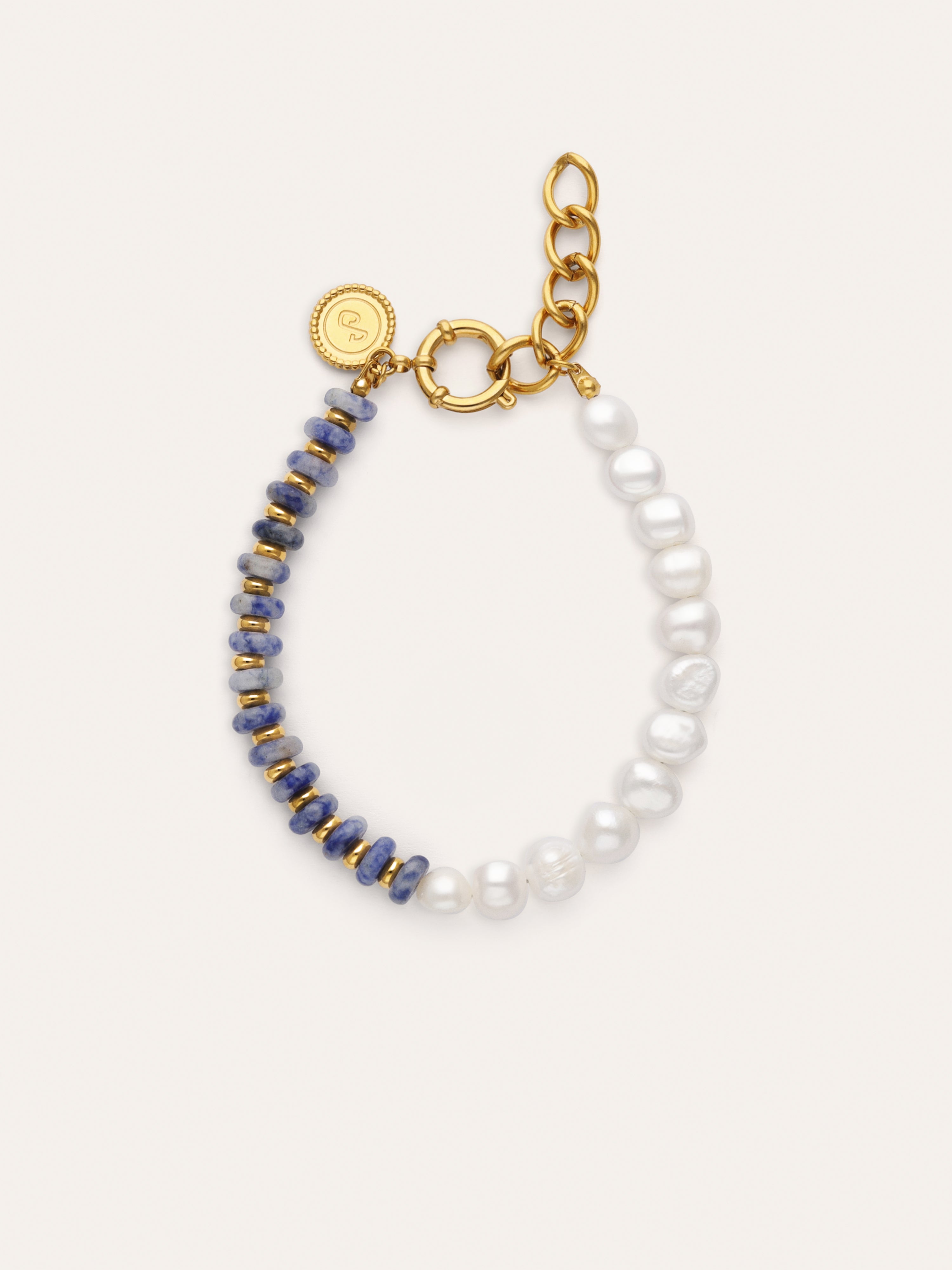 Indigo Pearl Armband Edelstahl mit 18kt Goldbeschichtung