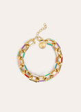 Pulsera Link Rainbow Enamel Acero Baño Oro