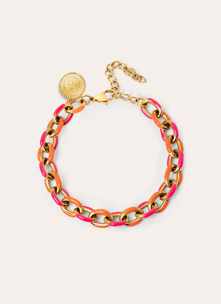 Bracelet Link Tropical Acier Plaqué Or