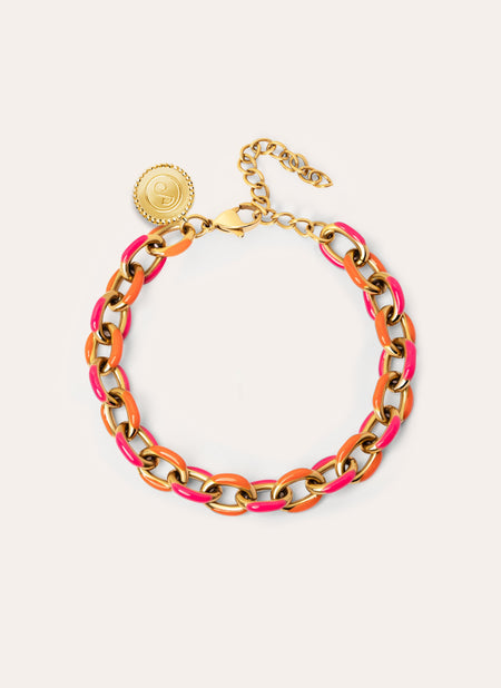 Pulsera Link Tropical Acero Baño Oro