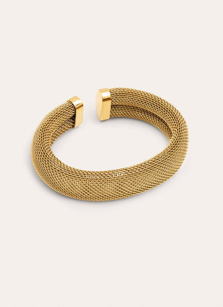Brazalete Malla Acero Baño Oro