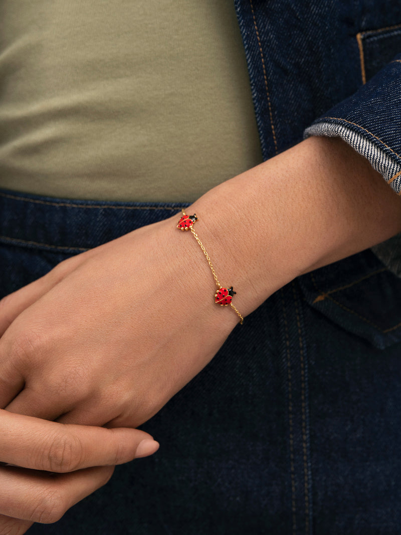 Pulsera Mariquita Baño Oro
