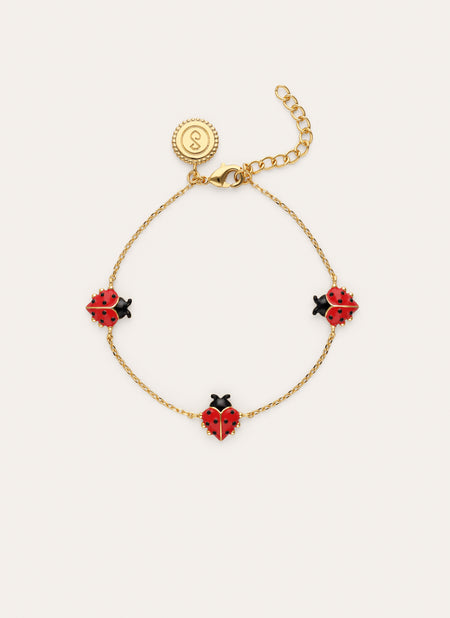 Pulseira Joaninha Banho de Ouro