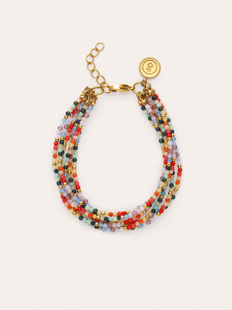 Pulseira Mawi Cores Aço Banho Ouro