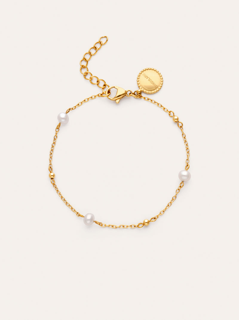 Pulsera Bahia Pearls Acero Baño Oro