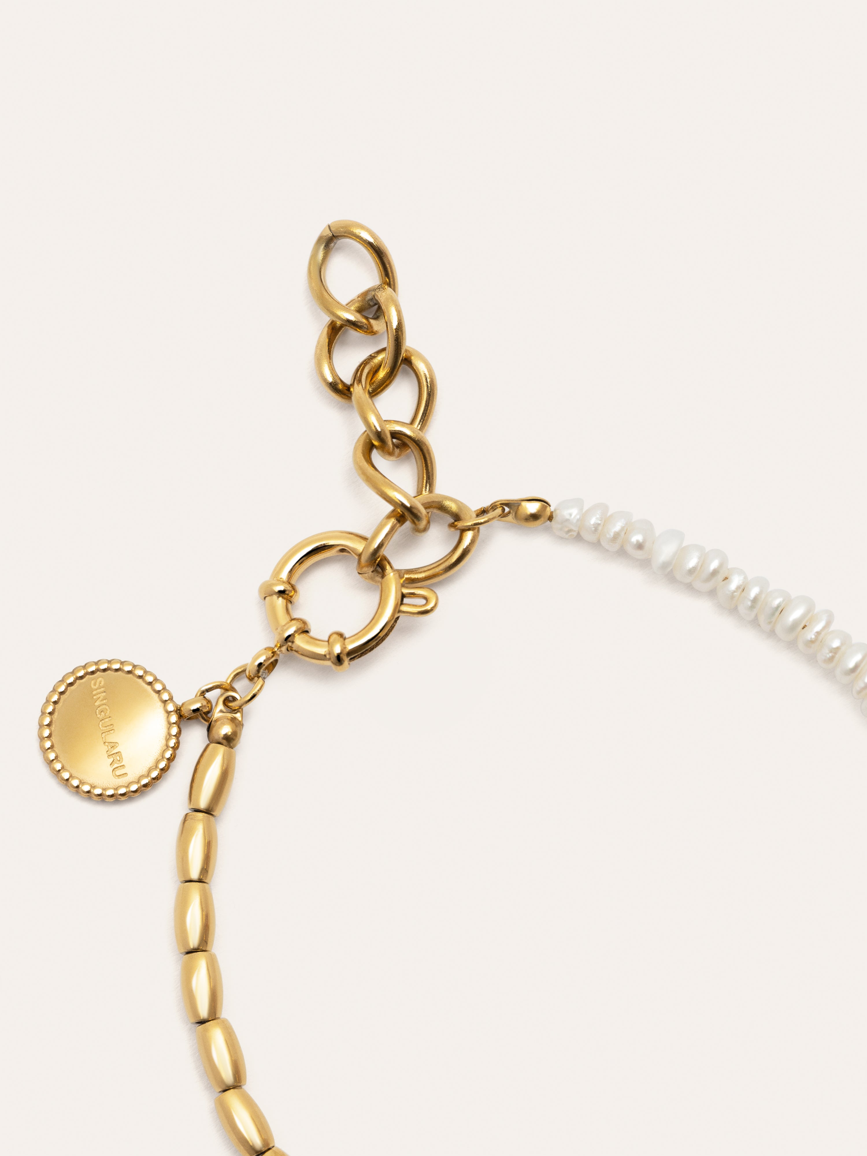 Pulsera New Pearl Acero Baño Oro