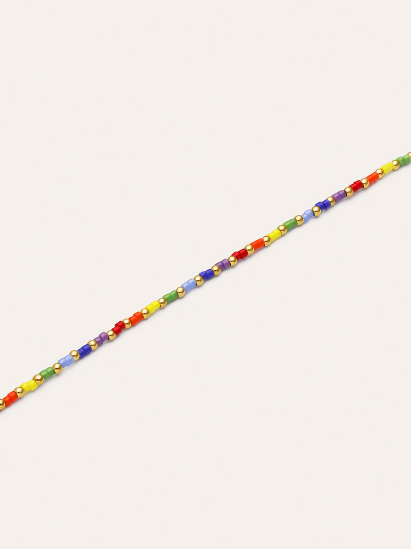 Pulseira Cores Arco-Íris Aço Banho Ouro