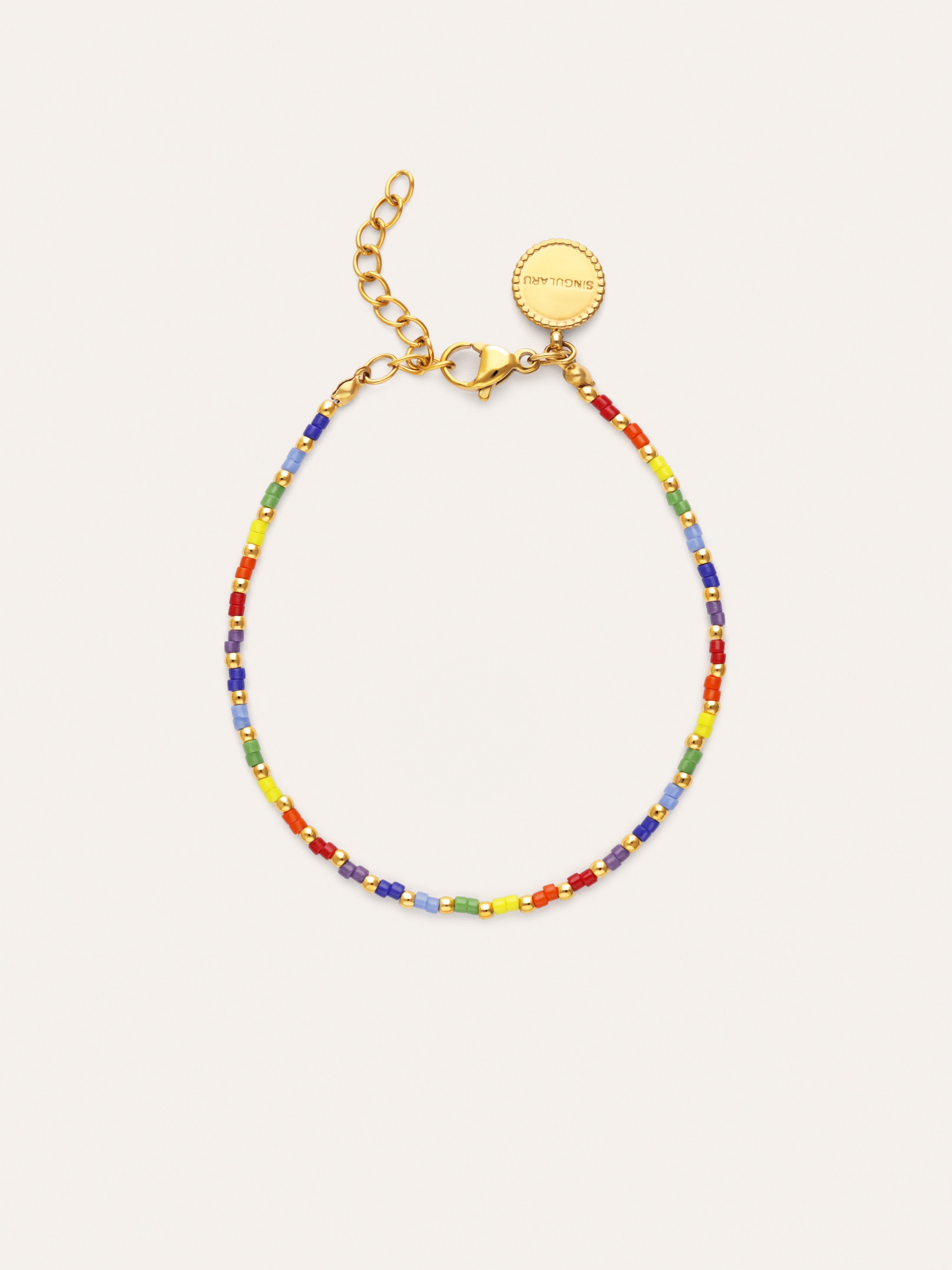 Pulseira Cores Arco-Íris Aço Banho Ouro