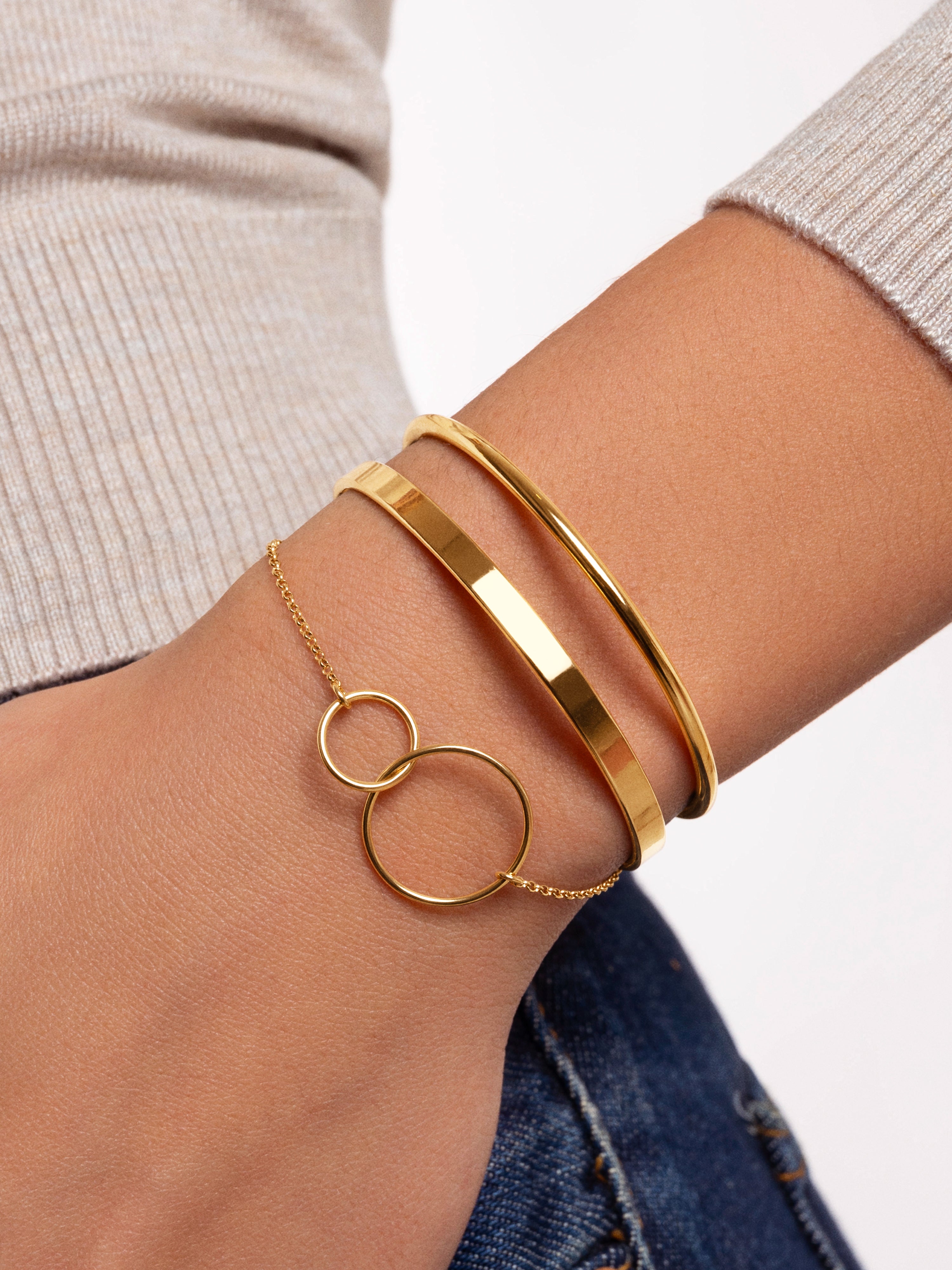 Brazalete Plate Acero Baño Oro