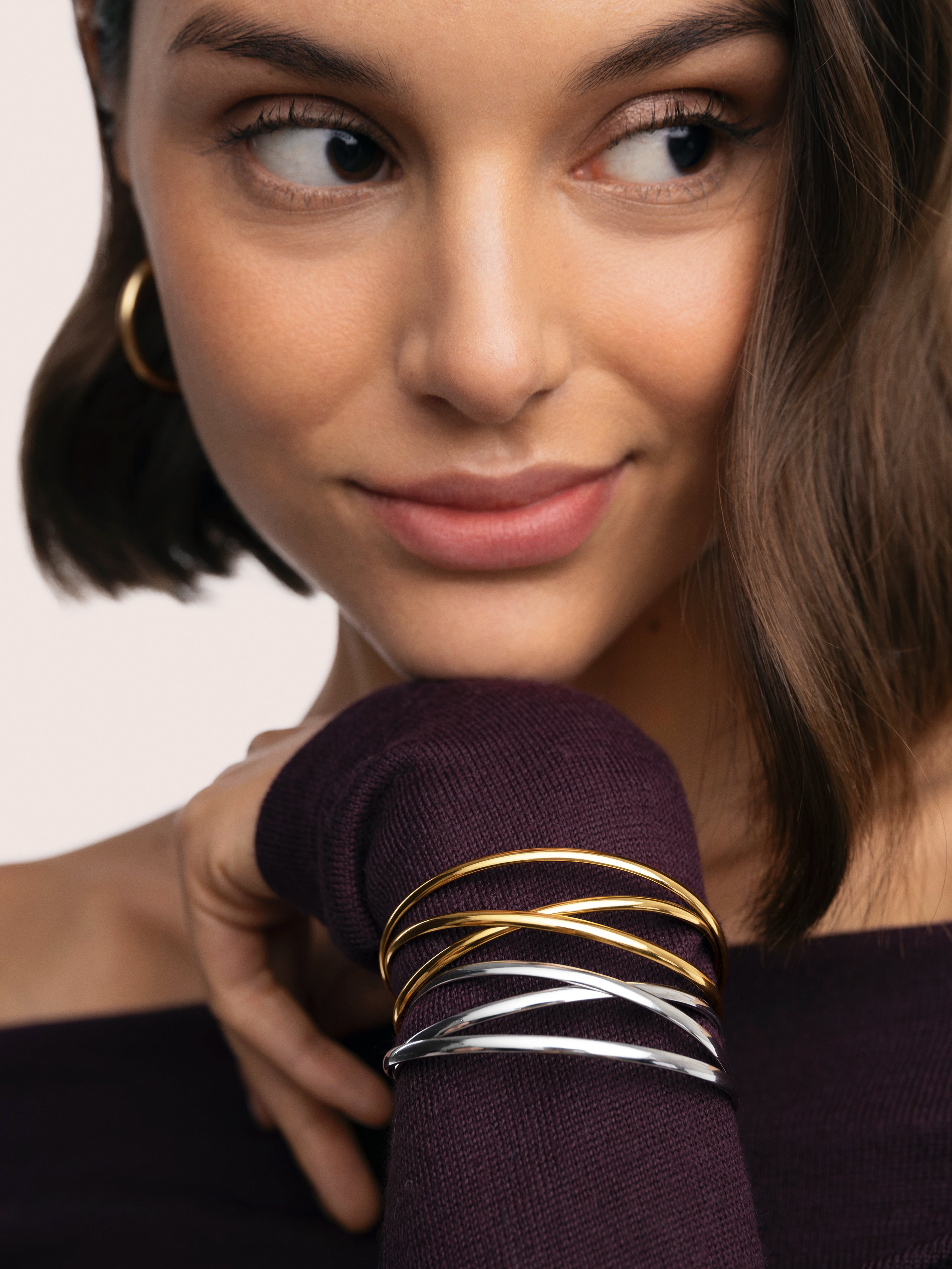 Triple Diana Armreif Stahl, vergoldet