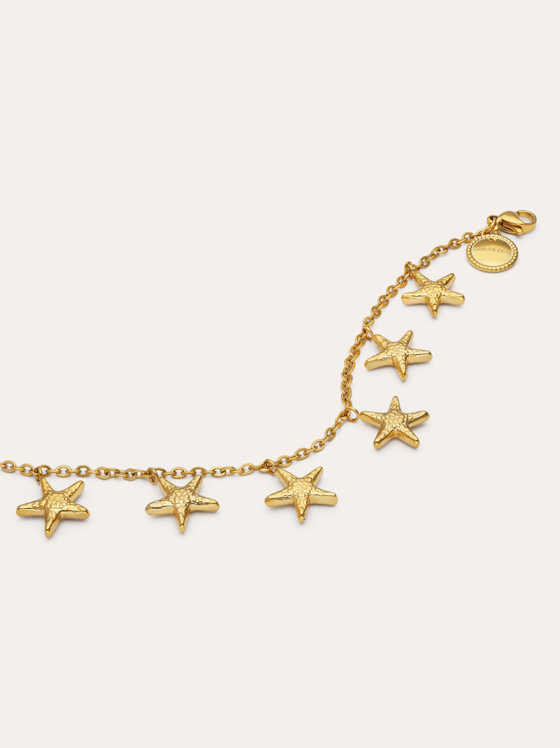 Tobillera Estrellas del Mar Acero Baño Oro