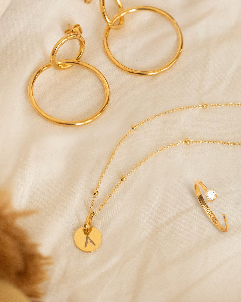 Mini Medallion Letter Silver 18kt Gold Plated