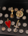 Charm Lovely Heart Red Enamel Baño Oro
