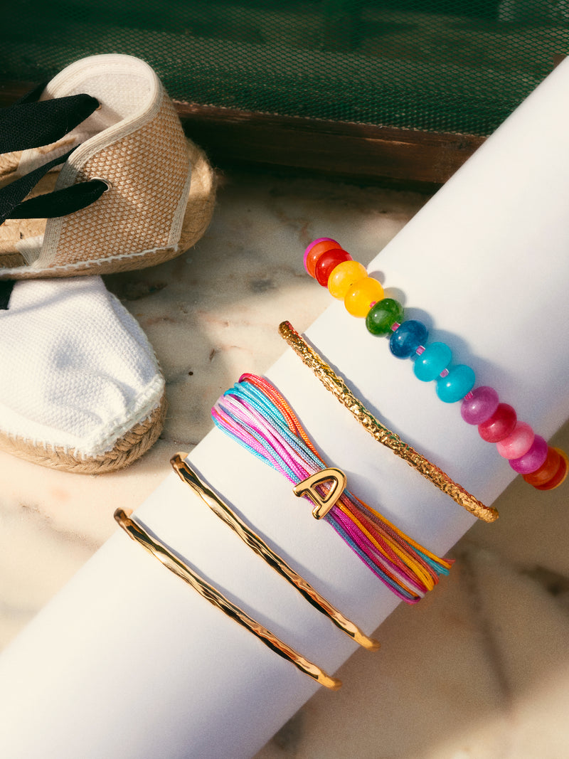 Pulsera Personalizada Color Rainbow Acero Baño Oro