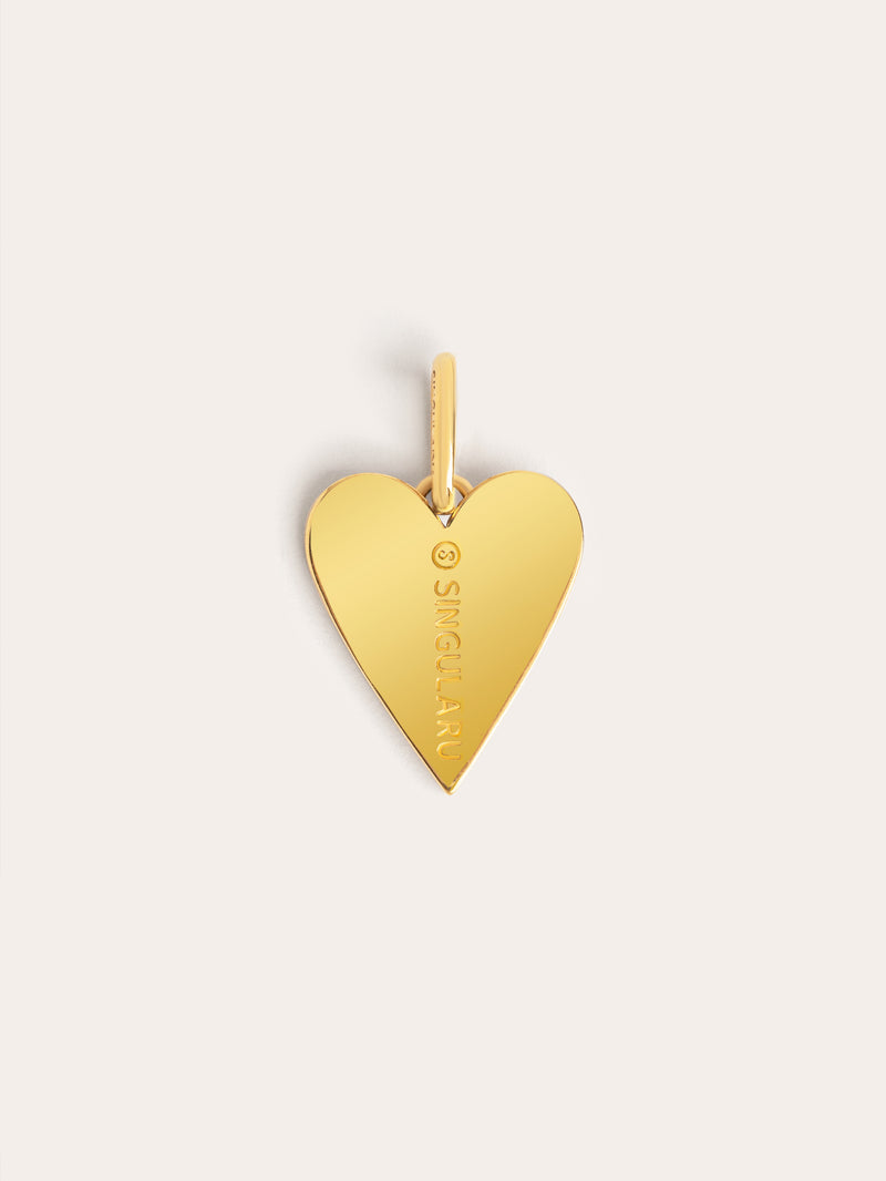 Charm Lovely Heart Red Enamel Banho de Ouro