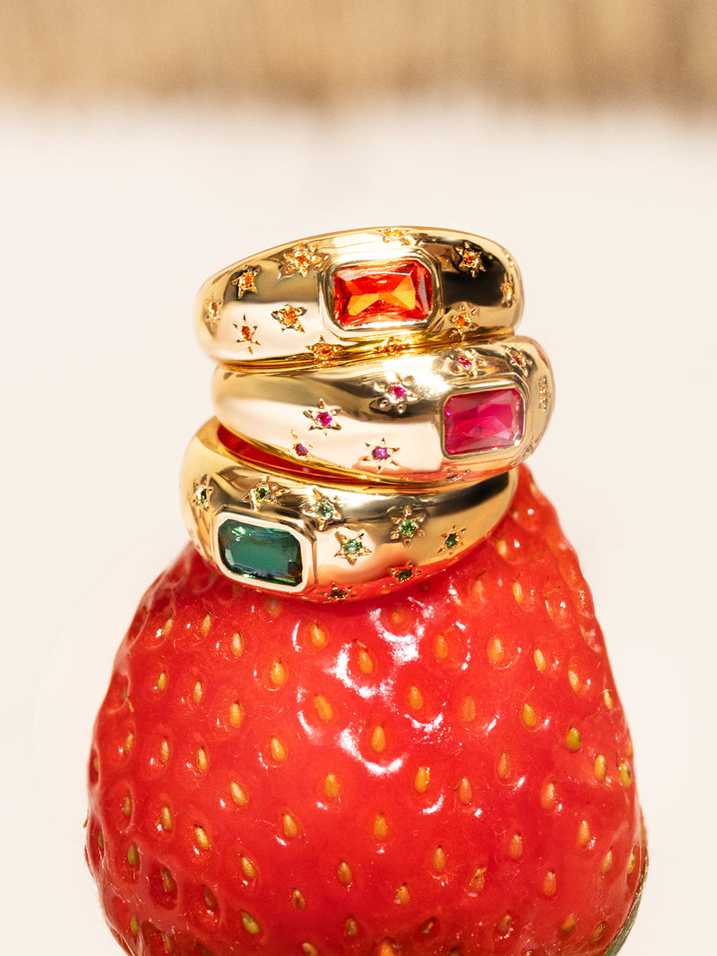 Anillo Charlotte Esmeralda Baño Oro