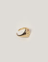 Anillo Sello Rosa Baño Oro