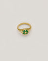 Anillo Trébol Ágata Stone Baño Oro