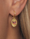 Pendientes Medallion Butterfly Rose Baño Oro