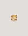 Double-Cross-Ring aus Stahl mit 18-karätiger Goldbeschichtung
