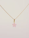 Charm Flower Pink Plata Baño Oro