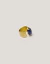 Anillo Índigo Azul Acero Baño Oro