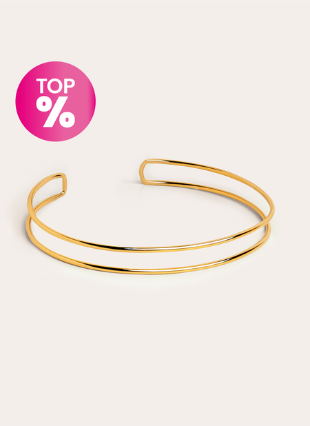 Double Ring Halsband, vergoldet