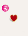Pendiente Suelto Heart Red Enamel Plata Baño Oro