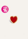 Pendiente Suelto Heart Red Enamel Plata Baño Oro
