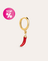 Pendiente Suelto Aro Chili Enamel Plata Baño Oro