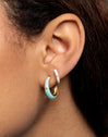 Pendientes Aro Spark White Enamel Baño Oro
