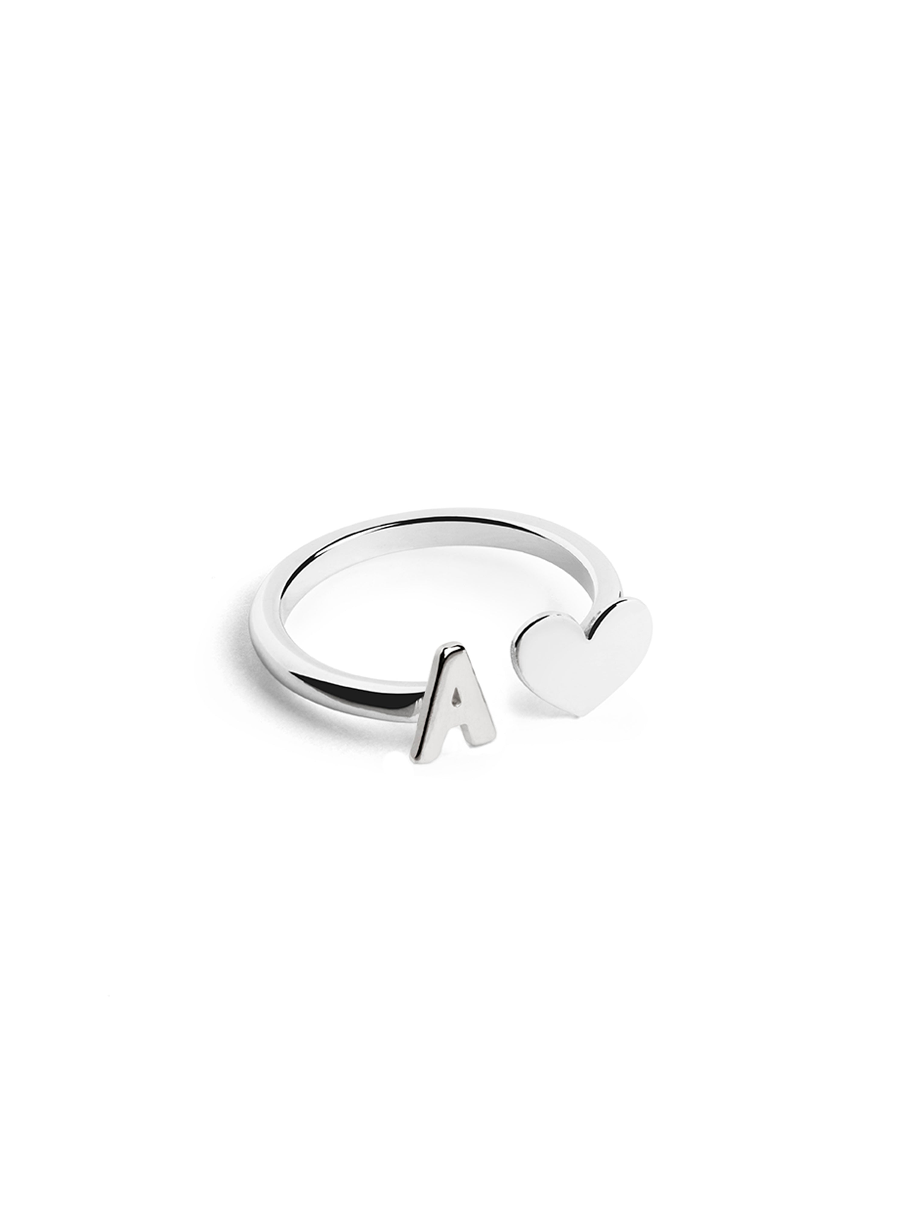 Anillo Personalizado Letter Heart Plata