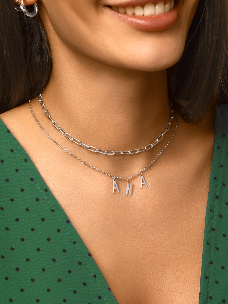 Collar Personalizado Letters Plata Puesta