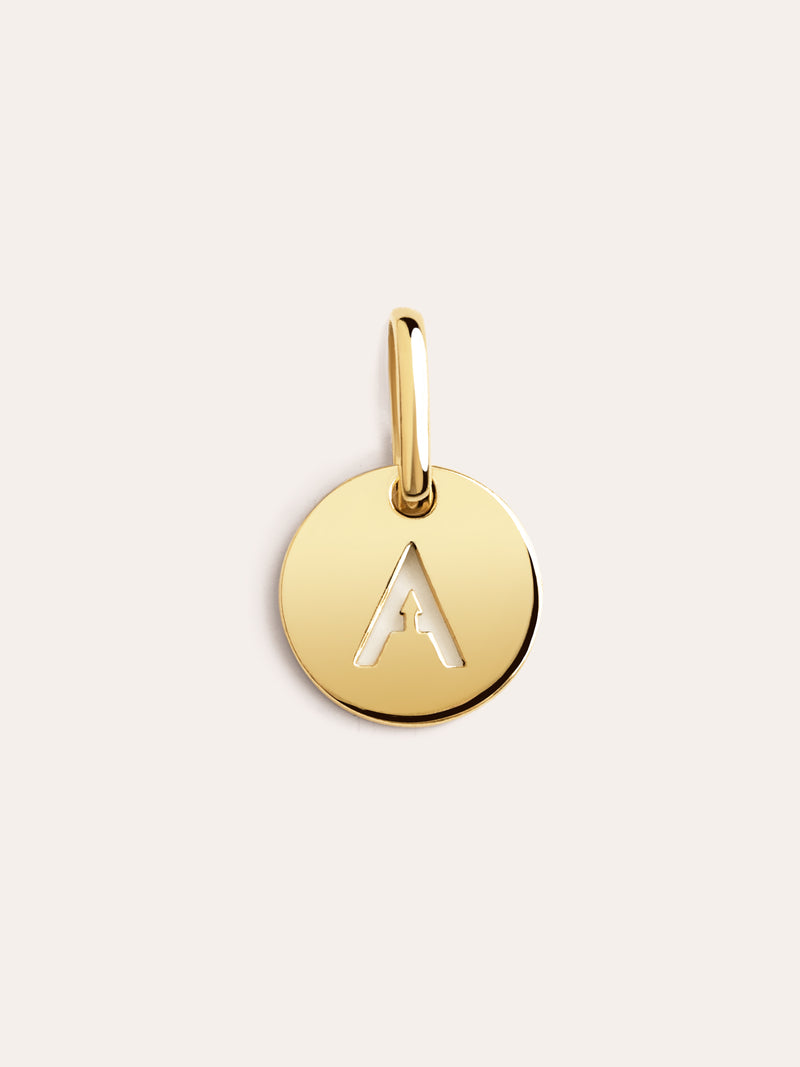 Mini Medallion Letter Silver 18kt Gold Plated