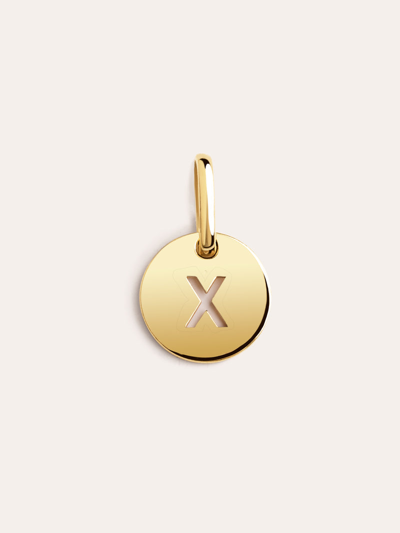 Mini Medallion Letter Silver 18kt Gold Plated