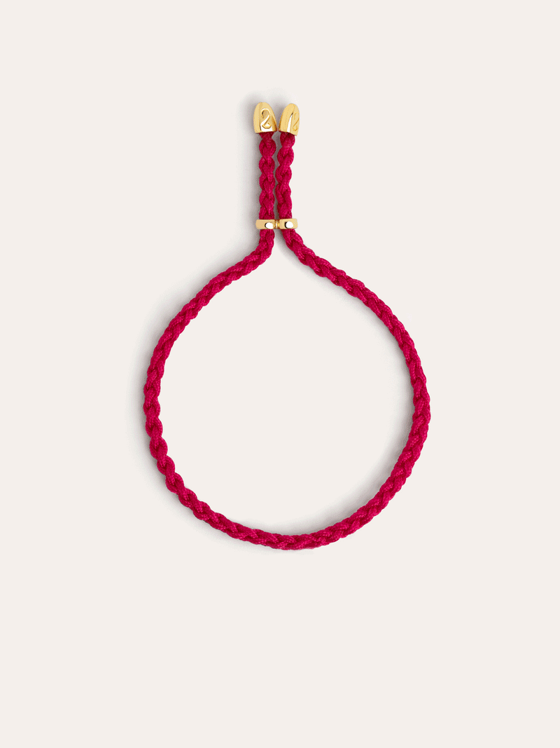 Pulseira Personalizada Fucsia Letters Prata Banho de Ouro