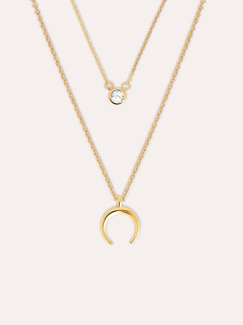 Pack 2 Collares Spark + Mini Moonset Plata Baño Oro