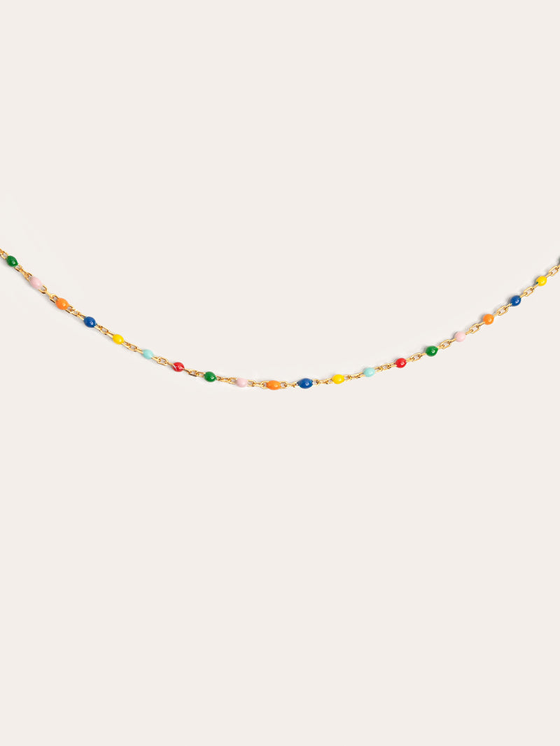 Collar Dots Colors Enamel Plata Baño Oro
