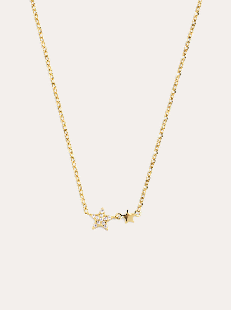 Collar Duo Stars Plata Baño Oro